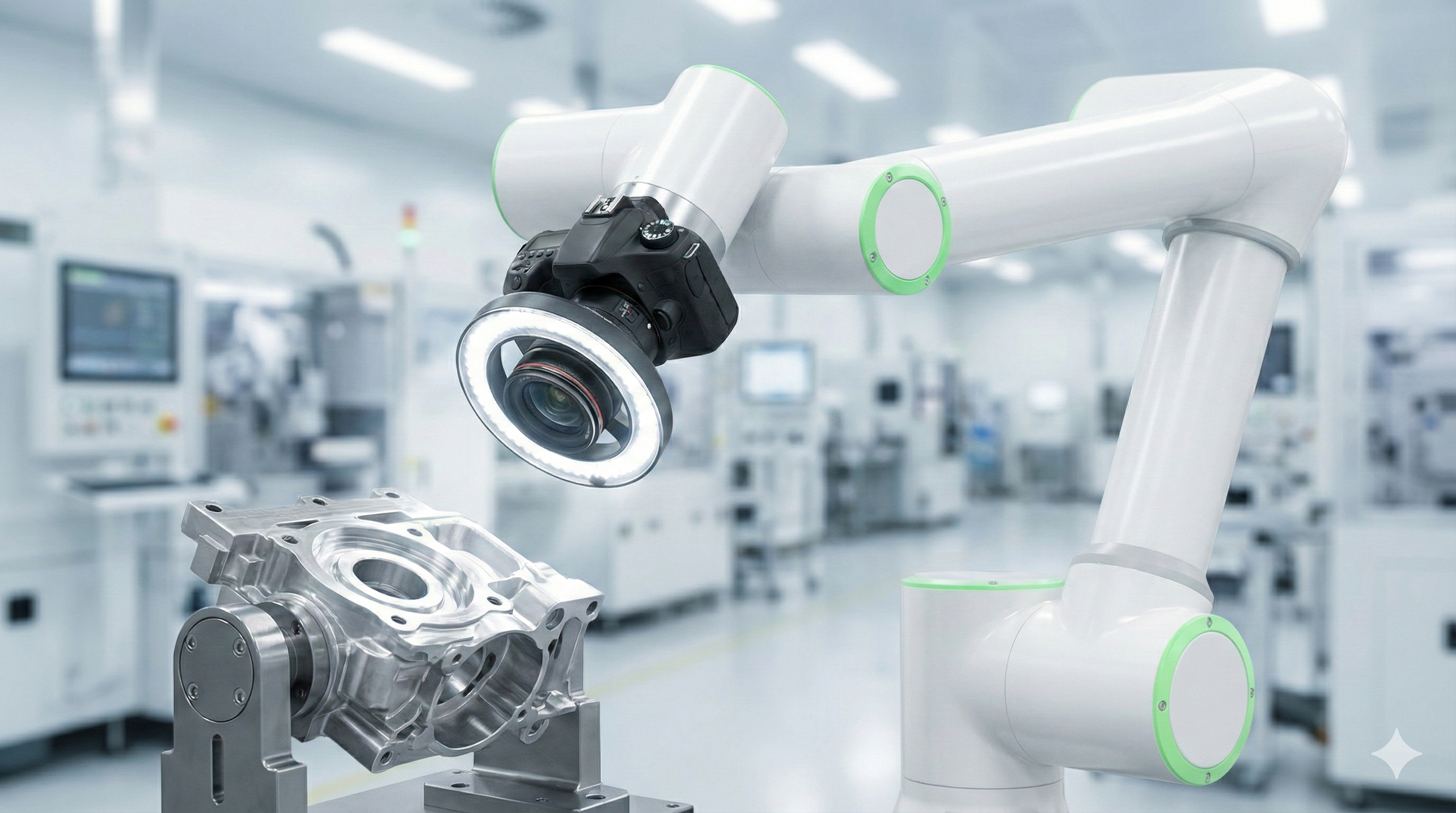 Cobot bei der kameragestützten Qualitätsprüfung